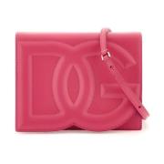 Leren Crossbody Tas met DG Maxi Logo Dolce & Gabbana , Pink , Dames