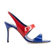 Multicolor Blauw/Rood Slingback met Knoopdetail Manolo Blahnik , Multi...