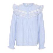 Feminine Dafiasz Shirt Blouse met Pofmouwen en Kantdetails Saint Trope...