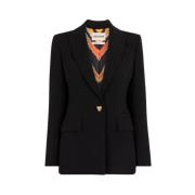 Luxe Single-Breasted Blazer met Panther Knoop Roberto Cavalli , Black ...