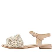 Pre-owned Leather sandals Chanel Vintage , Beige , Dames