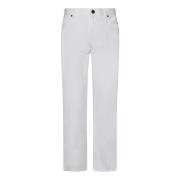 Witte Straight-Leg Jeans met Logo Borduursel Balmain , White , Heren
