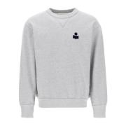 Melange-effect Crew-neck Sweatshirt met Flocked Logo Isabel Marant , G...