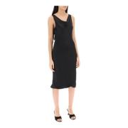 Satin Drape Neck Midi Jurk Norma Kamali , Black , Dames