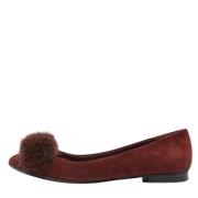 Pre-owned Suede flats Salvatore Ferragamo Pre-owned , Red , Dames