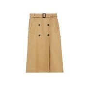 Beige Katoenen Midi Rok met Knopen Max Mara Weekend , Beige , Dames