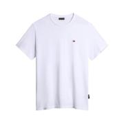 Witte Casual T-shirt met Logo Borduursel Napapijri , White , Heren