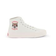 Canvas High-Top Sneakers met Lucky Tiger Print Kenzo , White , Dames