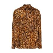 Luipaardprint Klassiek Overhemd Moschino , Brown , Heren