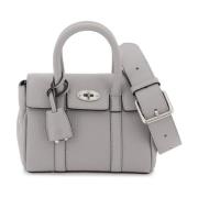 Bayswater Mini tas van grained leer Mulberry , Gray , Dames