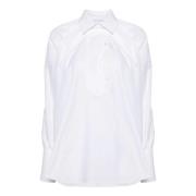 Witte Katoenen Poplin Overhemd met Decoratieve Stiksels Patou , White ...