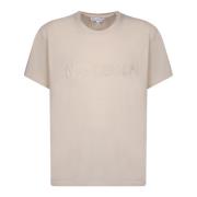 Geborduurd Logo Katoenen T-Shirt JW Anderson , Beige , Heren