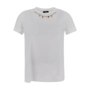 Katoenen Chain T-Shirt Elisabetta Franchi , White , Dames