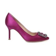 Magenta Kristallen Gesp Hak Pumps Manolo Blahnik , Pink , Dames