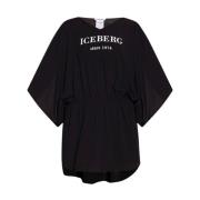 Effen jurk met vlindermouwen en contrasterende voorletters Iceberg , B...
