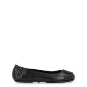 Zwarte Minnie Leren Ballerina Tory Burch , Black , Dames