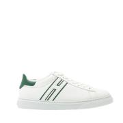 Witte Leren Sneakers met Groene Details Hogan , White , Heren