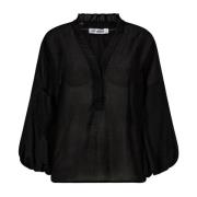 Feminine Frill Blouse met Ballonmouwen Co'Couture , Black , Dames