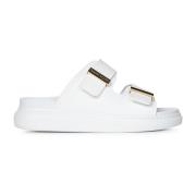 Witte Slip-on Sandalen met Gouden Metalen Stang Alexander McQueen , Wh...