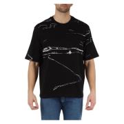 Zwaar katoenen T-shirt met logo borduursel Emporio Armani , Black , He...