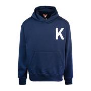 Blauwe hoodie met geborduurd K embleem Kenzo , Blue , Heren