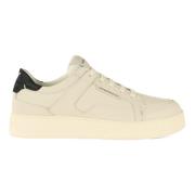 Leren Sneakers met Zijlogo Emporio Armani , White , Heren