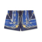 Blauwe Nautische Print Shorts Versace , Blue , Heren