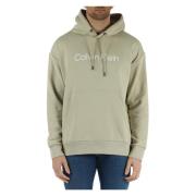 Katoenen hoodie met logo Calvin Klein , Green , Heren