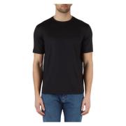 Zijden en Katoenen Logo Geborduurd T-shirt Emporio Armani , Black , He...