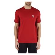 Katoenen T-shirt met Voorlogo Borduurwerk Emporio Armani , Red , Heren