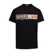 Zwarte Logo Front Crewneck T-shirts en Polos Dsquared2 , Black , Heren