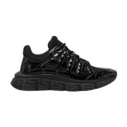Luxe Leren Sneakers Versace , Black , Heren