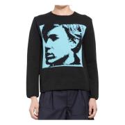 Zwarte gebreide trui met Andy Warhol Jacquard Comme des Garçons , Blue...