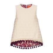 Crèmekleurige Jacquard Asymmetrische Top La DoubleJ , Beige , Dames