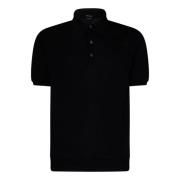 Zwarte korte mouwen polo shirt Kiton , Black , Heren