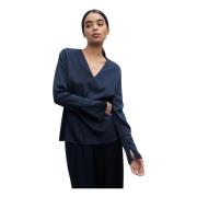 Kelly zijden V-hals blouse Ahlvar Gallery , Blue , Dames