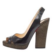 Pre-owned Leather sandals Christian Louboutin Pre-owned , Black , Dame...