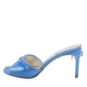 Pre-owned Satin sandals René Caovilla Pre-owned , Blue , Dames