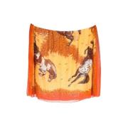 Pre-owned Cotton scarves Hermès Vintage , Orange , Dames