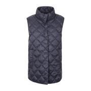 Blauwe Gewatteerde Polyester Vest met Opstaande Kraag en Zijzakken Max...