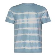 Aqua Groen Tie Dye Gestreept T-Shirt Malo , Blue , Heren