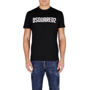 Vervaagd Katoenen T-Shirt Dsquared2 , Black , Heren