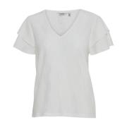 Off White Vlindermouw V-Hals Shirt b.young , White , Dames