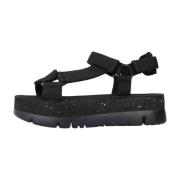 Stijlvolle Platte Sandalen voor Vrouwen Camper , Black , Dames