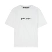 Wit Zwart Logo Slim Tee Palm Angels , White , Heren