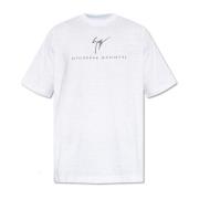 T-shirt met logo Giuseppe Zanotti , White , Heren