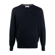 Navyblauwe Cashmere Trui Brunello Cucinelli , Blue , Heren