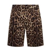 Bermuda Shorts met Luipaardprint Dolce & Gabbana , Brown , Heren