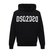 Zwarte Katoenen Sweatshirt met Capuchon Dsquared2 , Black , Heren