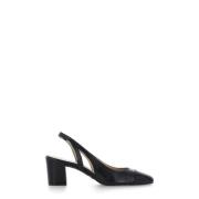 Zwarte Leren Slingback met Hak Stuart Weitzman , Black , Dames